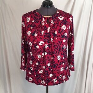 Women's Liz Claiborne Career Long Sleeve Stretchy Floral Blouse Plus Size XXL